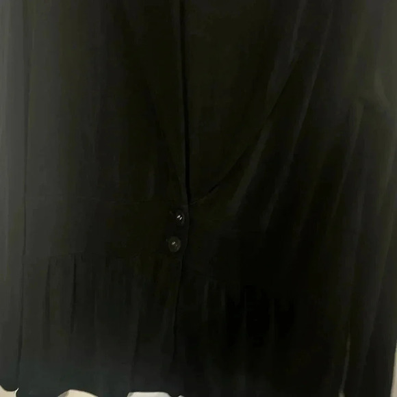 Chico’s Travelers Cardigan Women Size 1 med Open Front Black Slinky Top Stretch - Picture 4 of 4